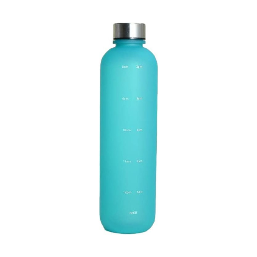 Motivational water bottle with silver lid