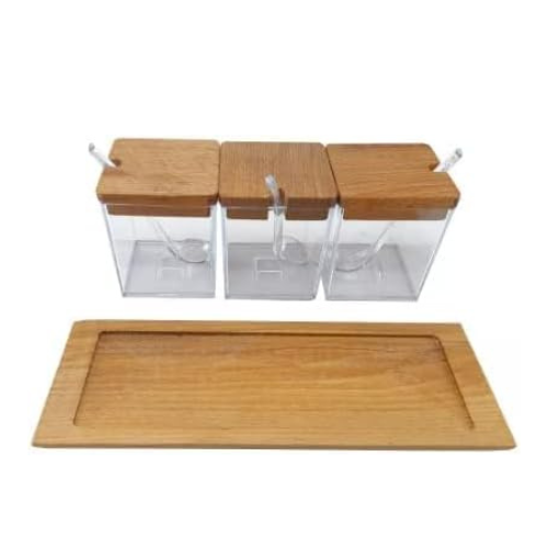 Square Spice Jars with spoon -300 ml