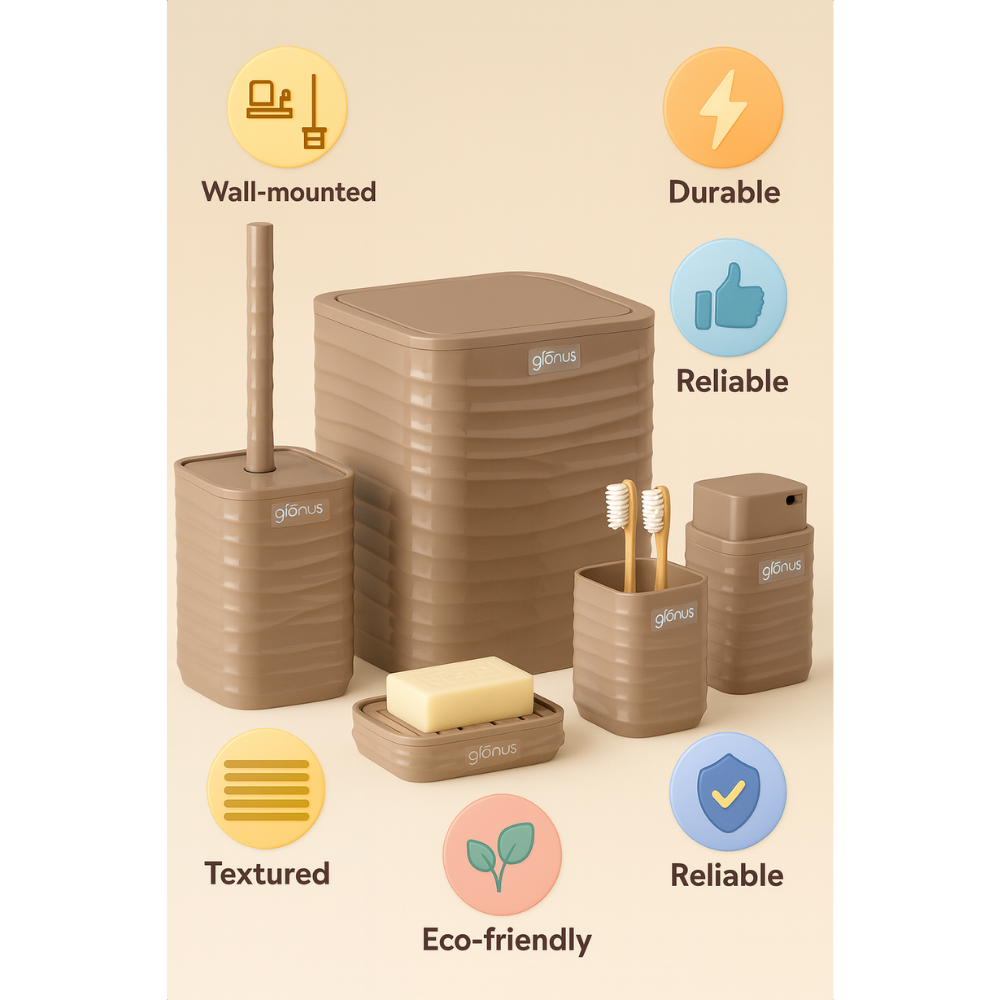 Bathroom Accessories Set 5-Piece – Plastic Frame