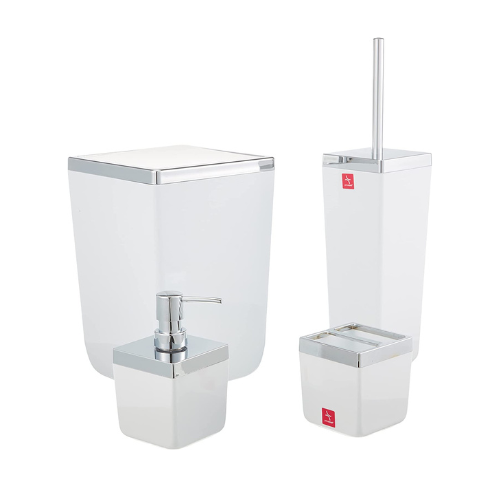 Acrylic Bathroom Set 5 Pieces with Silver Frame