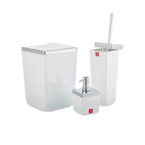 Acrylic Bathroom Set 5 Pieces with Silver Frame