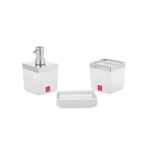 Acrylic Bathroom Set 5 Pieces with Silver Frame