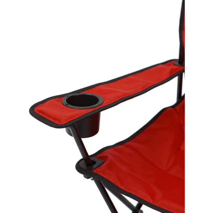 Camping Folding Chair with Armrests & Cup Holder – Metal Frame, 120 kg Capacity, 45×45×87 cm | Primanova