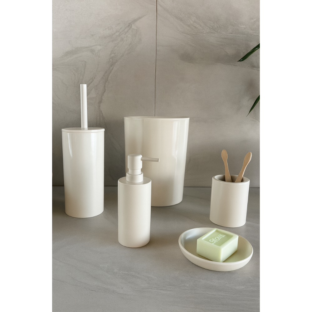 مجموعة إكسسوارات الحمام البلاستيكية فلوريس، 5 قطع