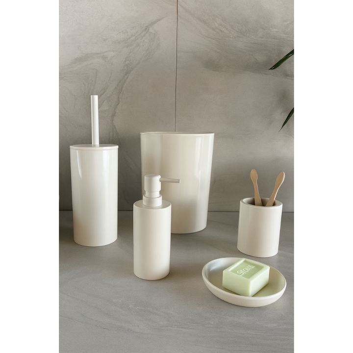 مجموعة إكسسوارات الحمام البلاستيكية فلوريس، 5 قطع