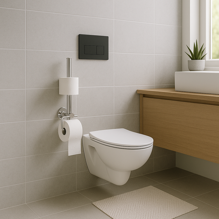 Wall Mounted Toilet Paper Holder with Cover & Spare Roll