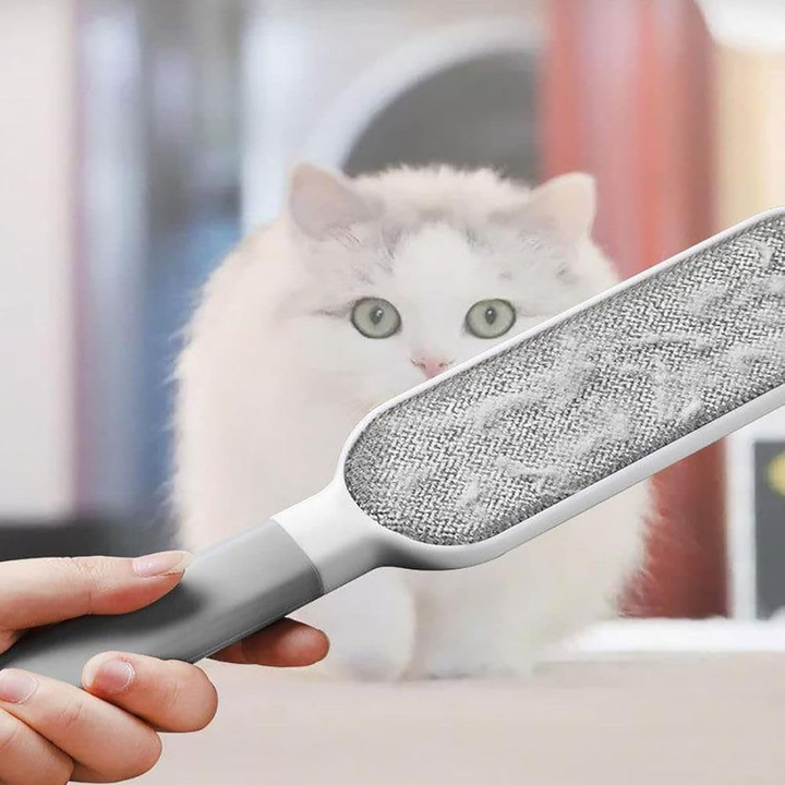 فرشاة إزالة شعر الحيوانات الأليفة بقاعدة ذاتية التنظيف، مزدوجة الجوانب