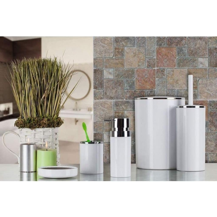 Elegant 5-Piece Acrylic Bathroom Accessories Set – Silver Frame