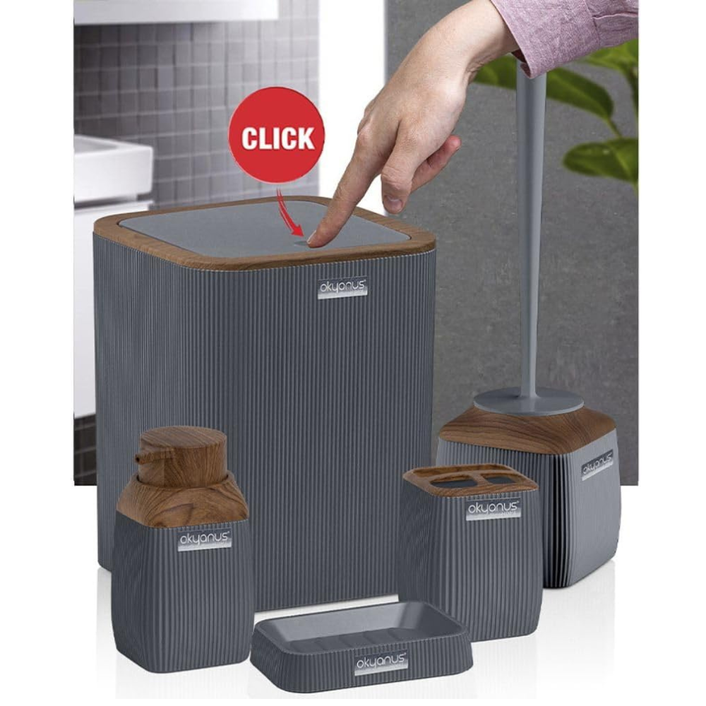 Okayanus Diva Acrylic 5-Piece Bathroom Set – Wooden Frame