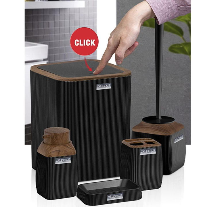 Okayanus Diva Acrylic 5-Piece Bathroom Set – Wooden Frame