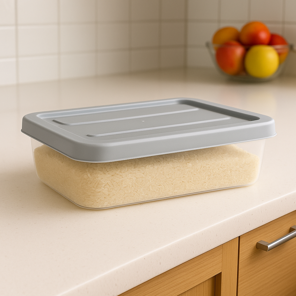 صندوق تخزين بلاستيكي شفاف ملكي - حاوية طعام محكمة الإغلاق بغطاء مشبك - (رمادي)