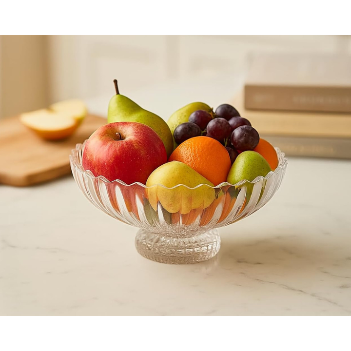 Glass Salad Footed Bowl – Pedestal Serving Bowl
