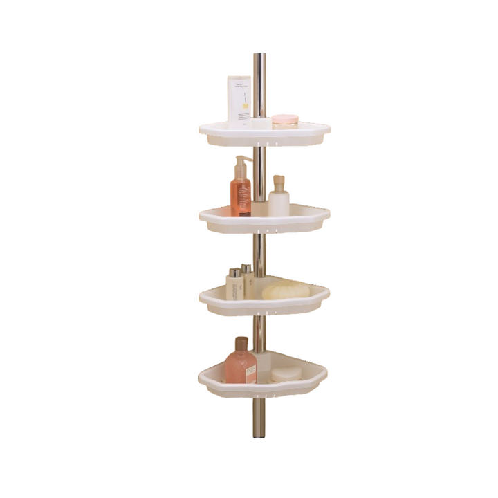 Bathroom Corner Shelves Aluminum Pole ,4 Tier