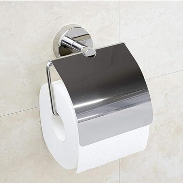 Wall-Mounted Toilet Paper Holder with Cover, Chrome – Single Roll