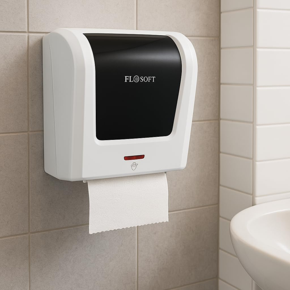 موزع مناشف ورقية أوتوماتيكي بمستشعر - مثبت على الحائط، أبيض