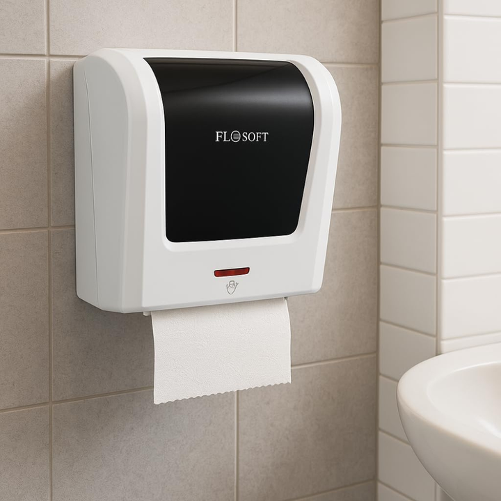 موزع مناشف ورقية أوتوماتيكي بمستشعر - مثبت على الحائط، أبيض