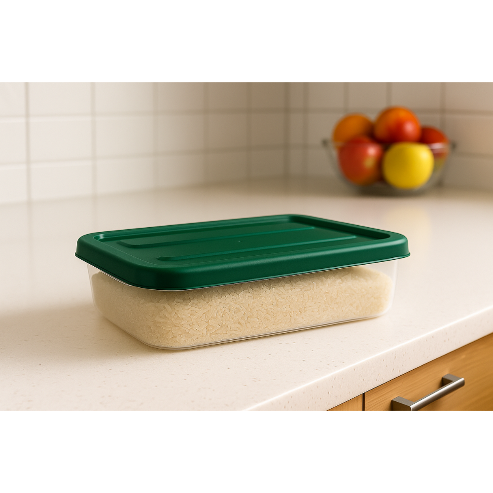 صندوق تخزين ملكي بلاستيكي شفاف - حاوية طعام محكمة الإغلاق بغطاء مشبك - (أخضر)