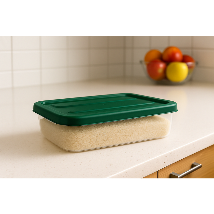 صندوق تخزين ملكي بلاستيكي شفاف - حاوية طعام محكمة الإغلاق بغطاء مشبك - (أخضر)