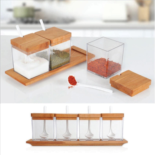 Square Spice Jars with spoon -300 ml
