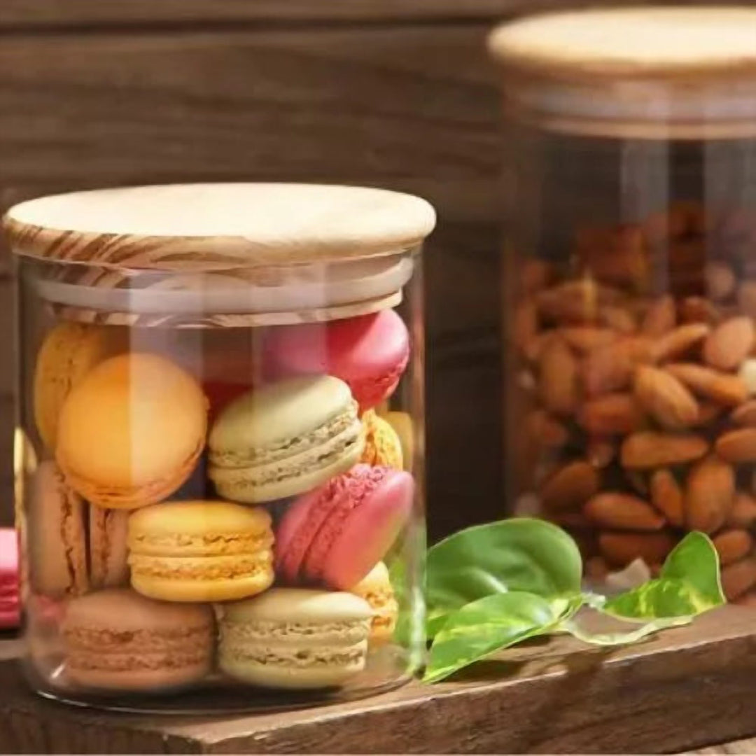 BPA Free Spice Jar Set of 3 with Bamboo Lids, 500 ml to 1.5 L