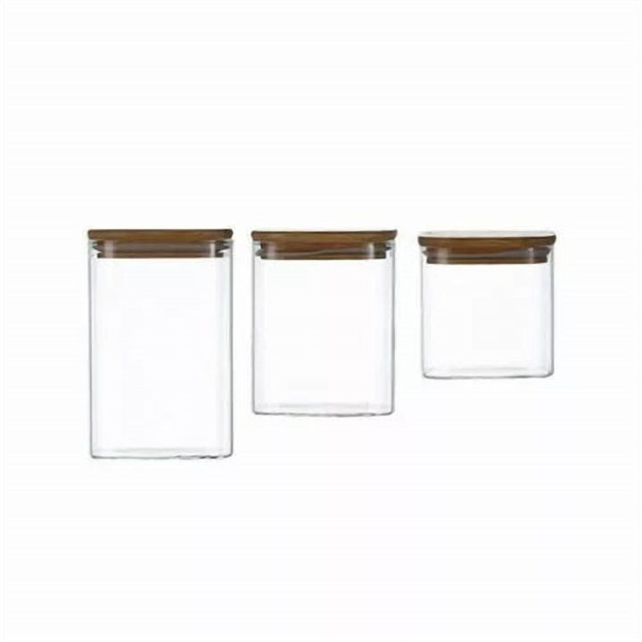 BPA Free Spice Jar Set of 3 with Bamboo Lids, 500 ml to 1.5 L