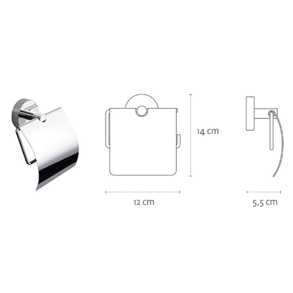 Wall-Mounted Toilet Paper Holder with Cover, Chrome – Single Roll