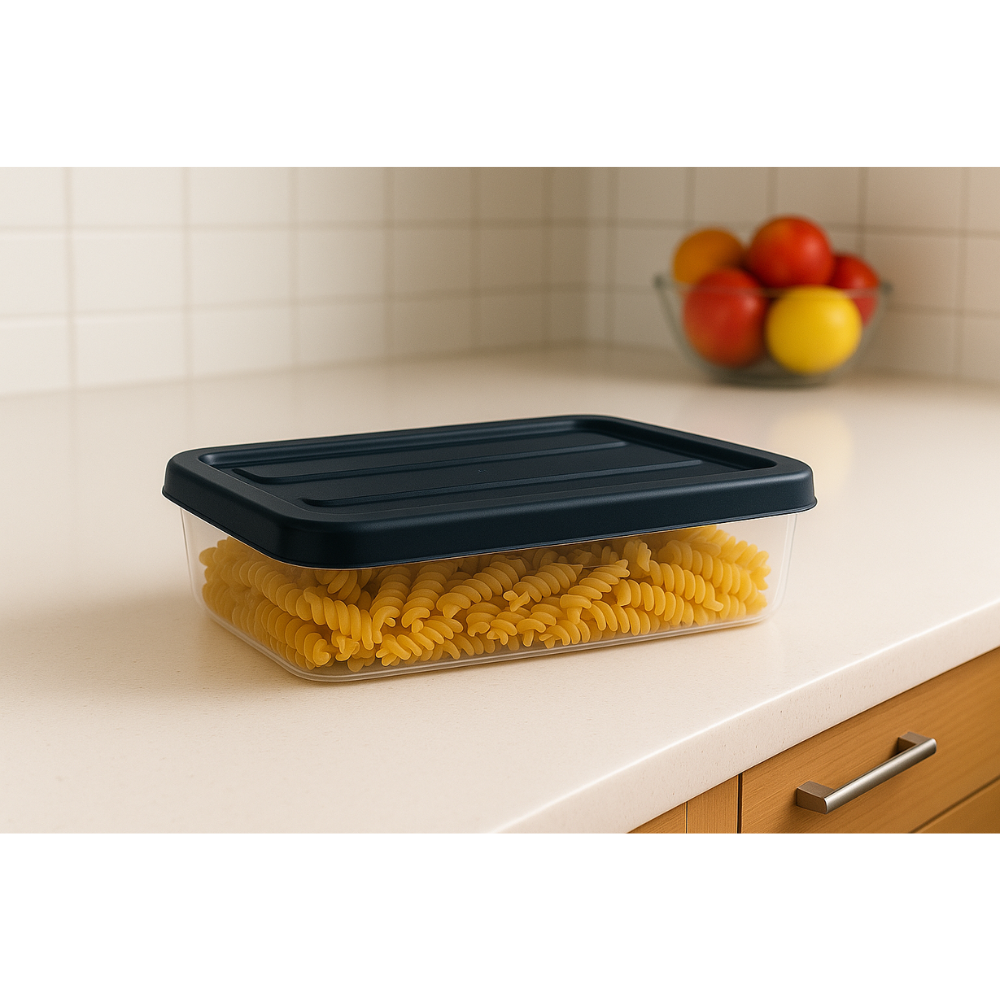 صندوق تخزين ملكي بلاستيكي شفاف - وعاء طعام محكم الإغلاق بغطاء مشبك - (رمادي غامق)