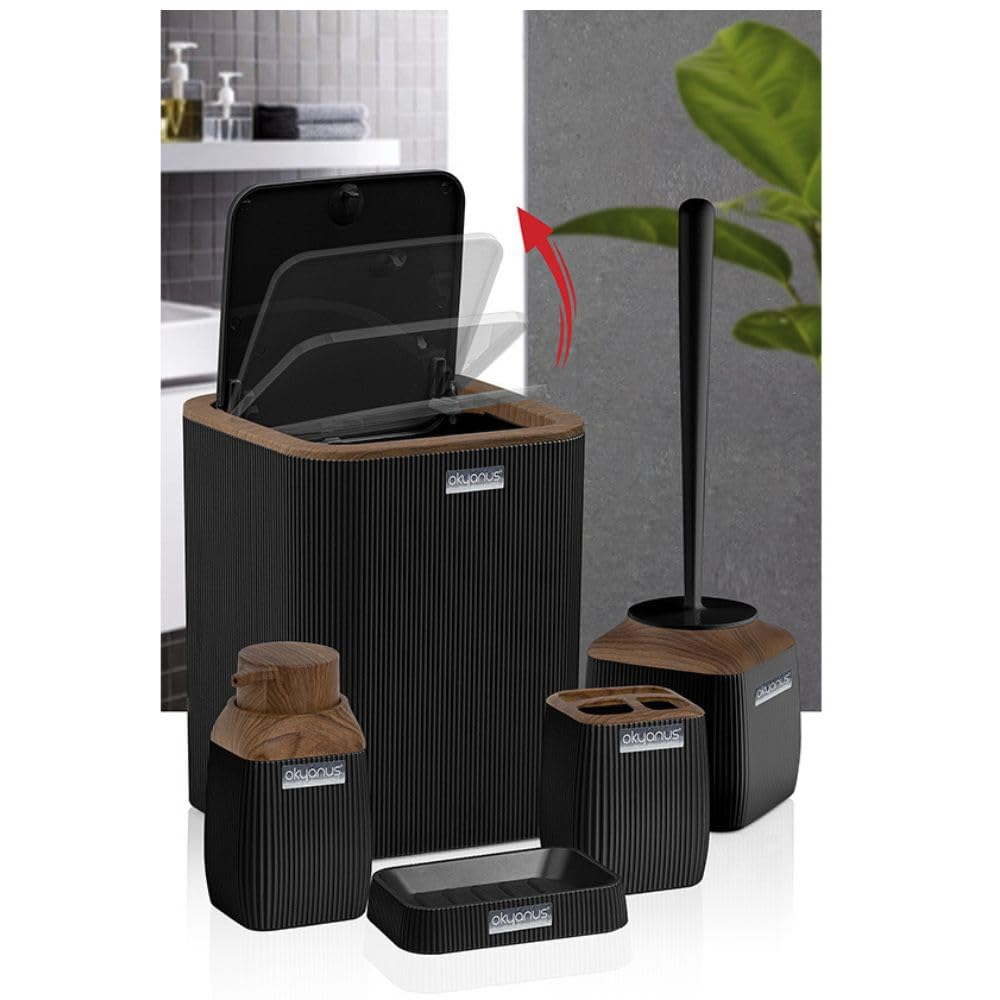 Okayanus Diva Acrylic 5-Piece Bathroom Set – Wooden Frame