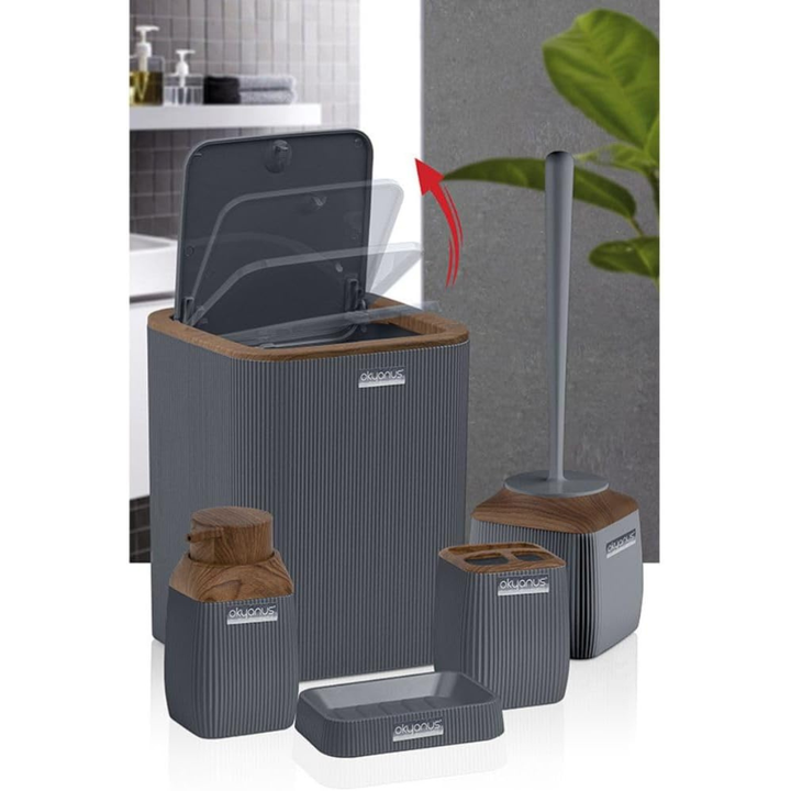 Okayanus Diva Acrylic 5-Piece Bathroom Set – Wooden Frame