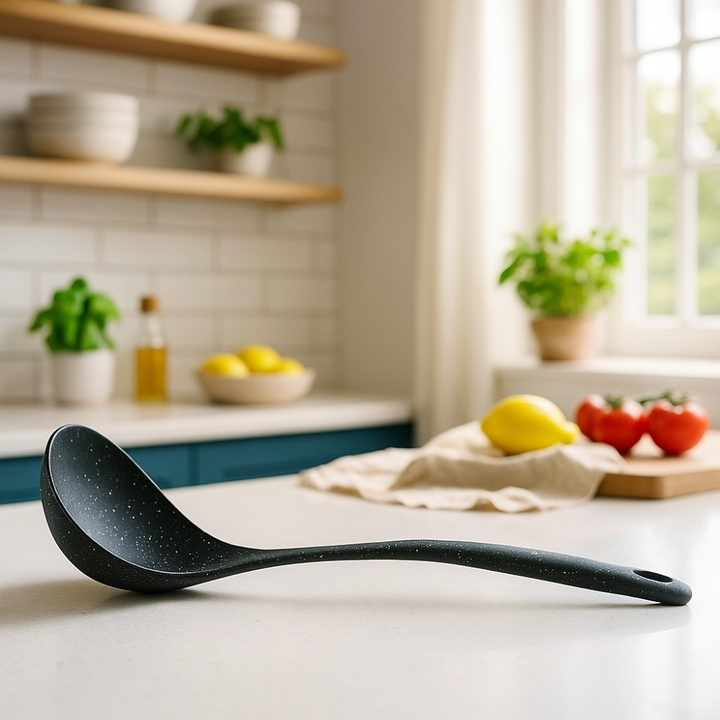 ملعقة سيليكون - مقاومة للحرارة، غير لاصقة، مطلية بالجرانيت