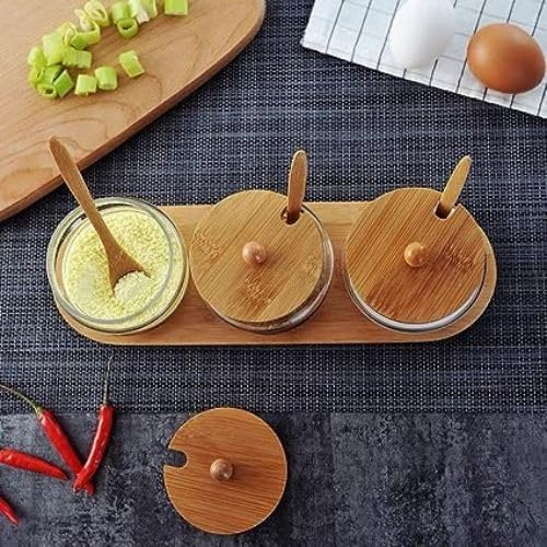 3-Storage Jars with a Wooden Spoon