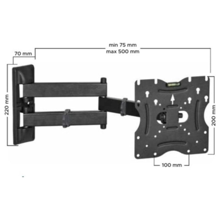 Full-Motion TV Wall Mount – 22–42" Screens, Tilt 15°, 40 kg