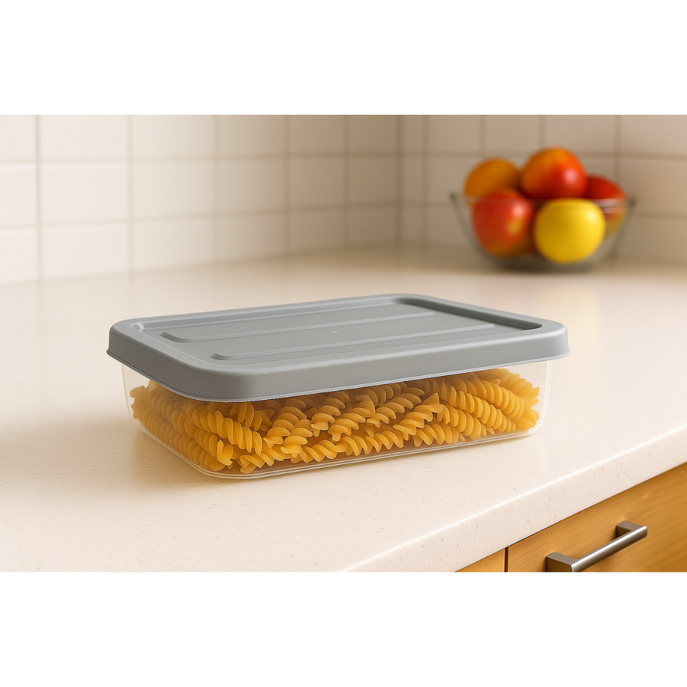 صندوق تخزين بلاستيكي شفاف ملكي - حاوية طعام محكمة الإغلاق بغطاء مشبك - (رمادي)