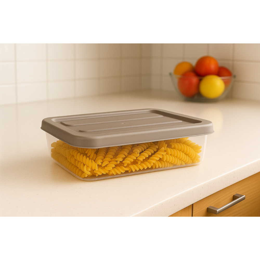 صندوق تخزين بلاستيكي شفاف ملكي - حاوية طعام محكمة الإغلاق بغطاء مشبك - (بيج)