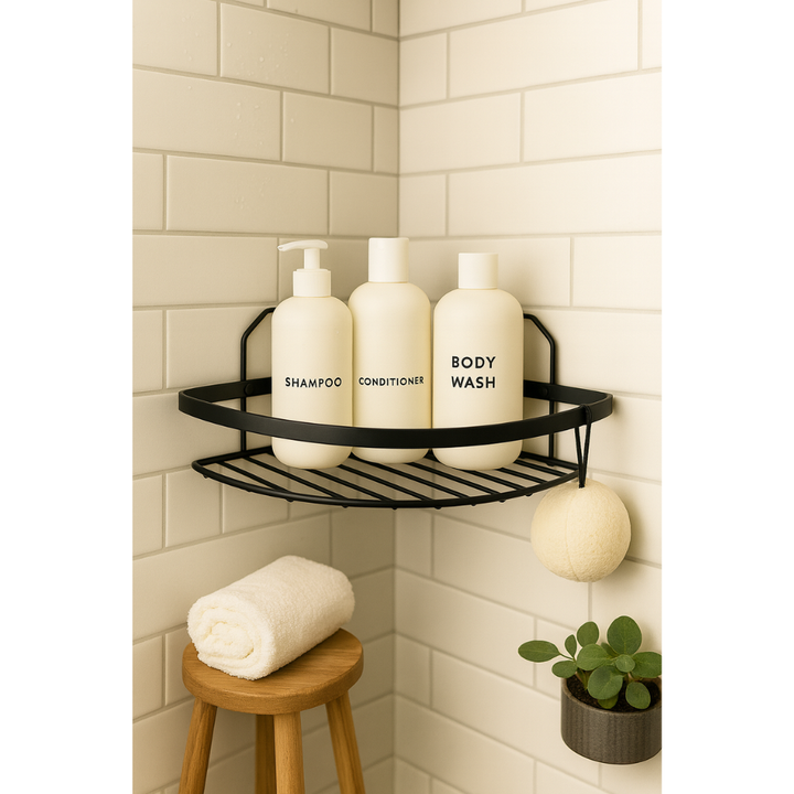 رف حمام زاوية من الفولاذ المقاوم للصدأ، أسود مقاوم للصدأ