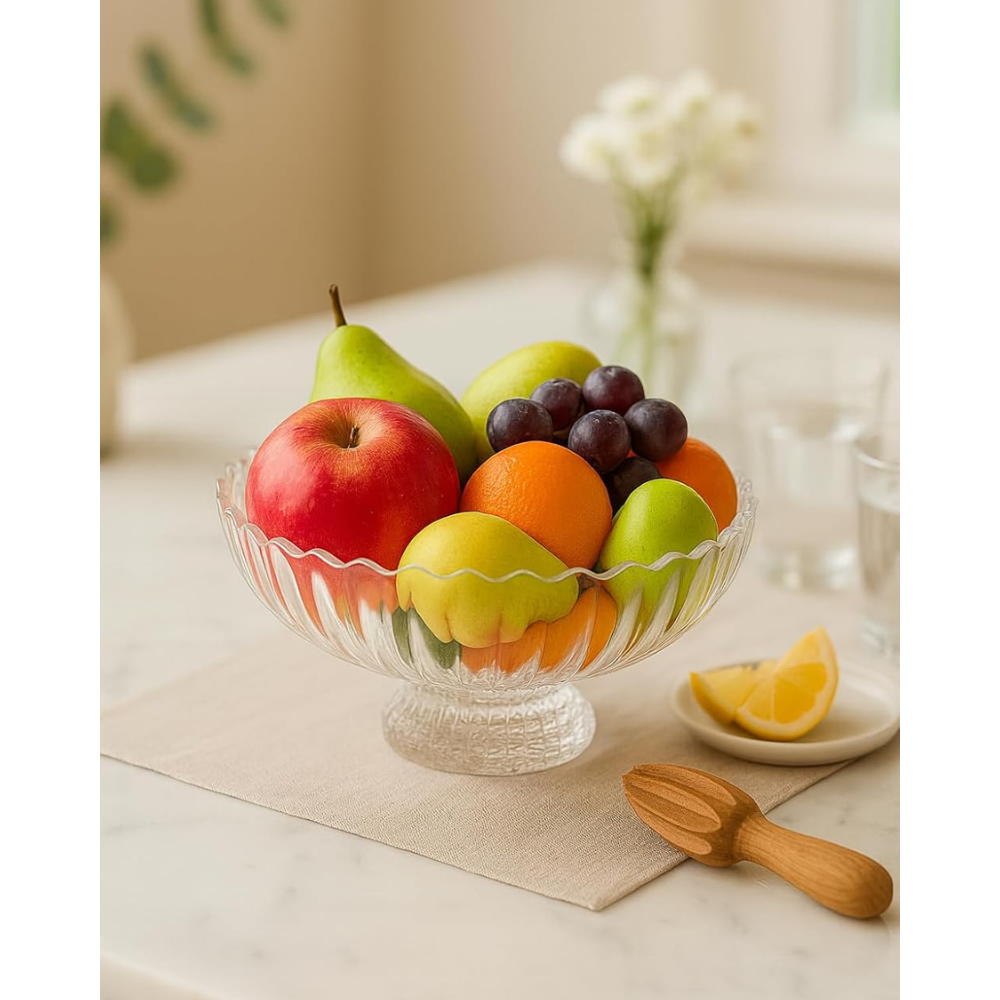 Glass Salad Footed Bowl – Pedestal Serving Bowl