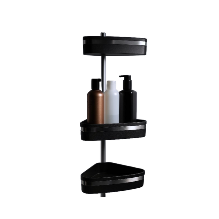 Bathroom Corner Shelves with Aluminum Pole ,3 Tier