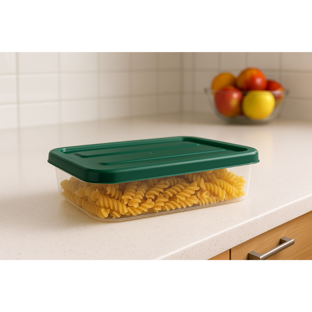 صندوق تخزين ملكي بلاستيكي شفاف - حاوية طعام محكمة الإغلاق بغطاء مشبك - (أخضر)