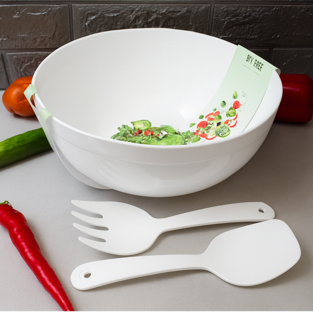 BPA-Free Salad Mixing Bowl with Spoon & Fork – 5.5 Liter