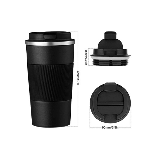 Double wall stainless steel travel coffee mug with Hand Grip