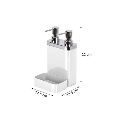 Double Kitchen Soap Dispenser With Sponge Holder-330 ML
