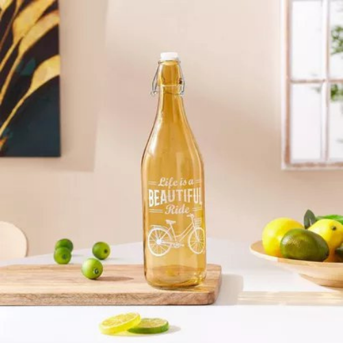 Airtight opaque glass water bottle,1 LITER