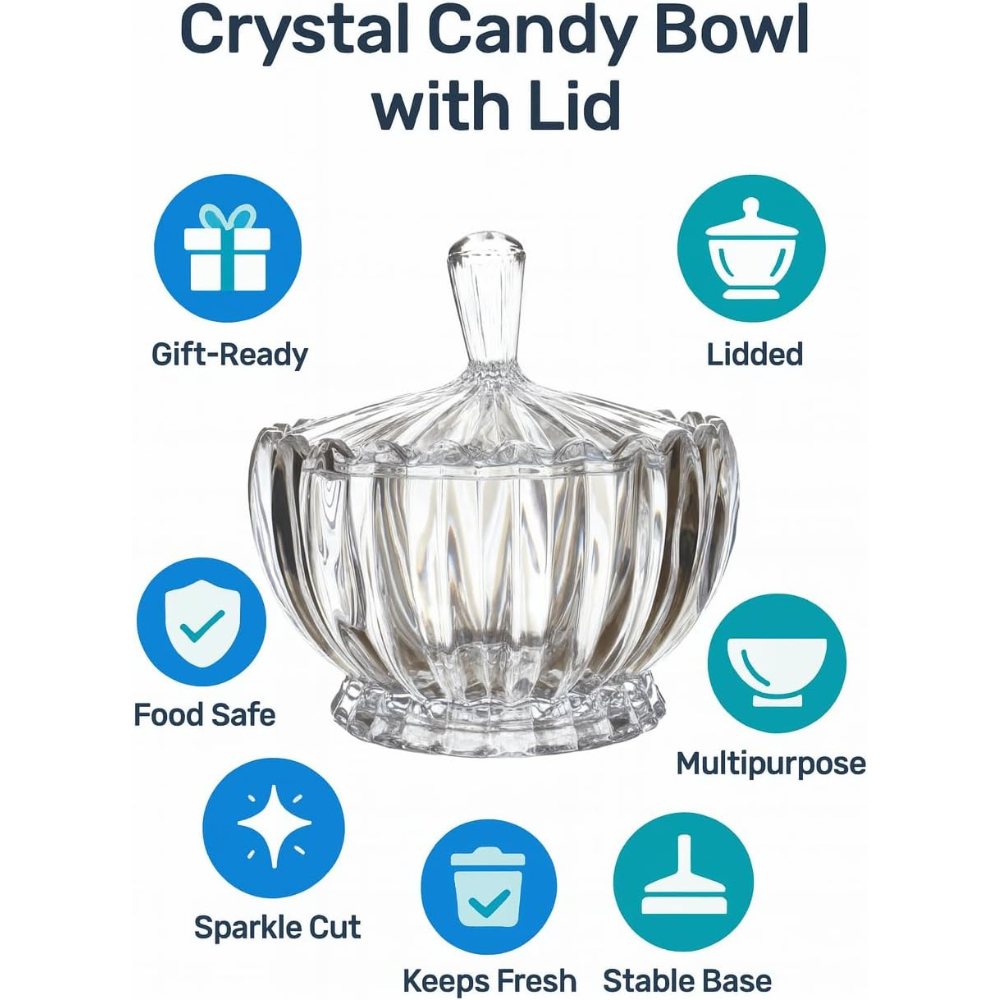 Cut Glass Candy Dish with Lid