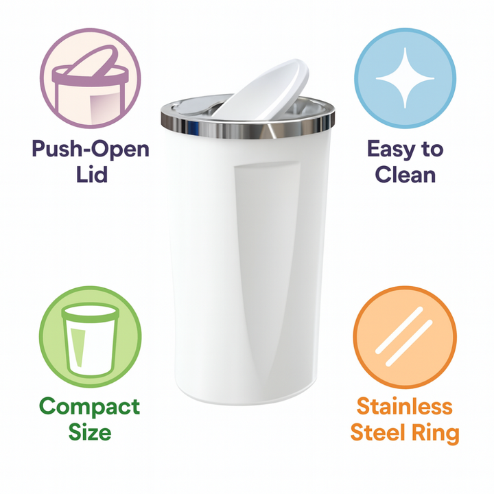 35 Liter Swing-Lid Trash Can with Chrome Rim –  30×56 cm | Primanova