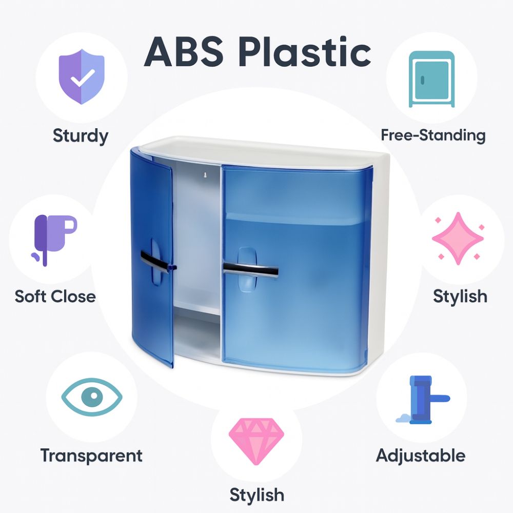 Primanova Plastic Wall Cabinet with 2 Doors & Shelves – 17 D × 38 W × 32 H cm