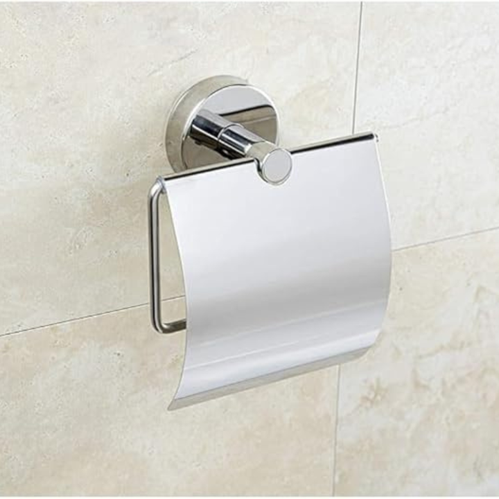 Wall-Mounted Toilet Paper Holder with Cover, Chrome – Single Roll