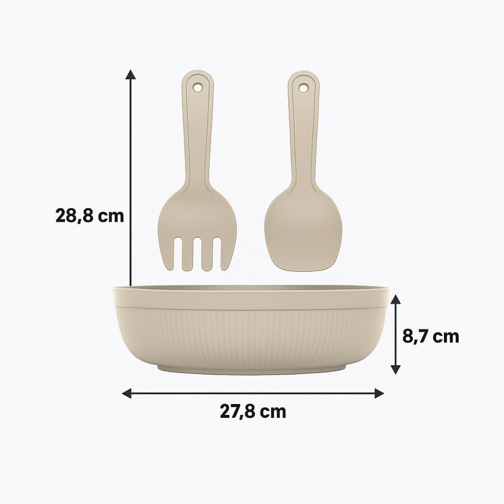 Salad Bowl with Serving Spoons – Large 4 Liter Kitchen Mixing Set