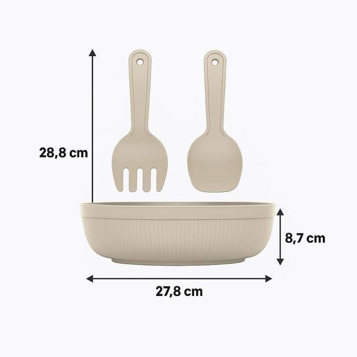 Salad Bowl with Serving Spoons – Large 4 Liter Kitchen Mixing Set