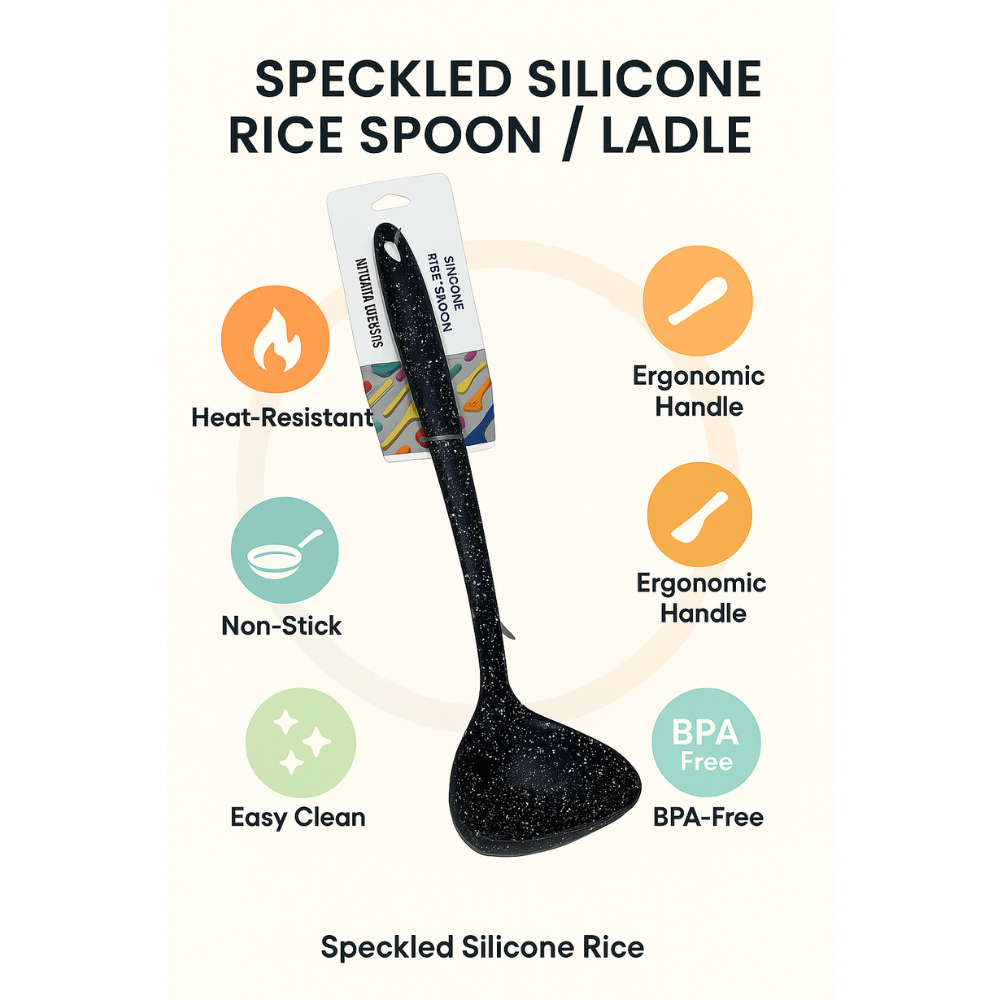 ملعقة سيليكون - مقاومة للحرارة، غير لاصقة، مطلية بالجرانيت