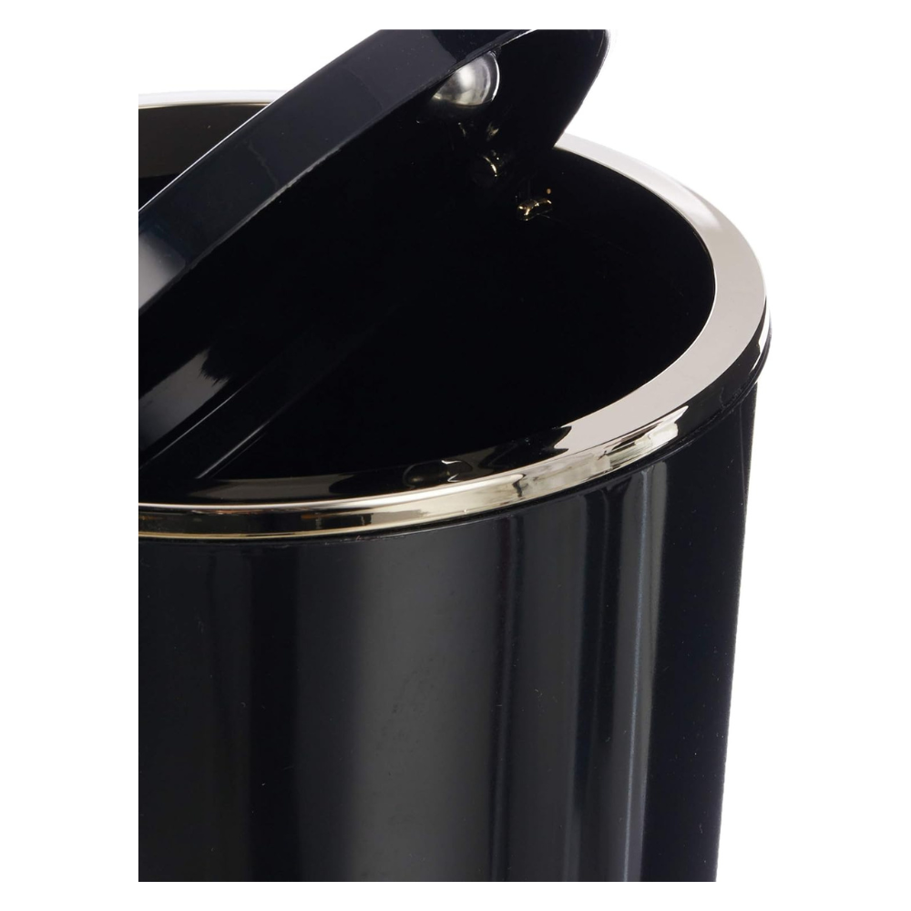 Acrylic Swing-Lid Trash Can – Gold Ring Rim Design, 6 Liter